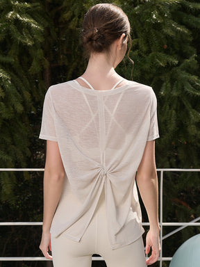 2WAY 速乾 通気性 ヨガTシャツ 半袖