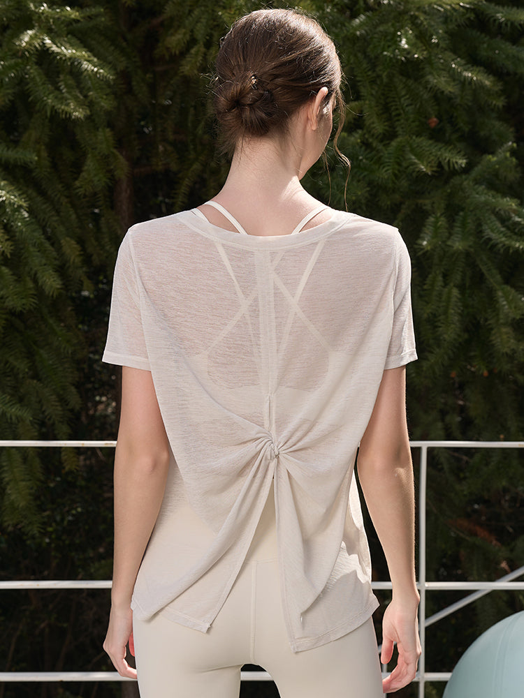 2WAY 速乾 通気性 ヨガTシャツ 半袖