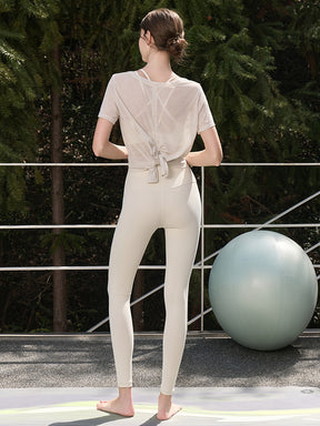 2WAY 速乾 通気性 ヨガTシャツ 半袖