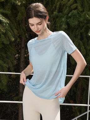 2WAY 速乾 通気性 ヨガTシャツ 半袖