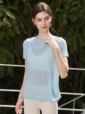 2WAY 速乾 通気性 ヨガTシャツ 半袖