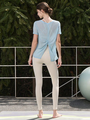 2WAY 速乾 通気性 ヨガTシャツ 半袖