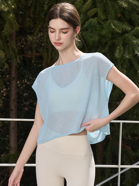 クロスバック ヨガウェア 背中開き半袖