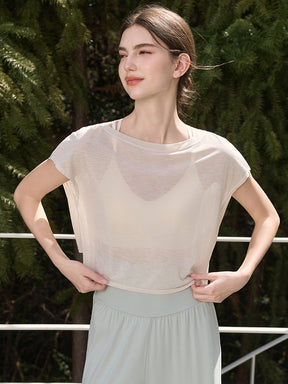 クロスバック ヨガウェア 背中開き半袖