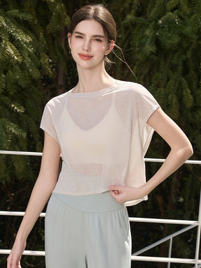 クロスバック ヨガウェア 背中開き半袖