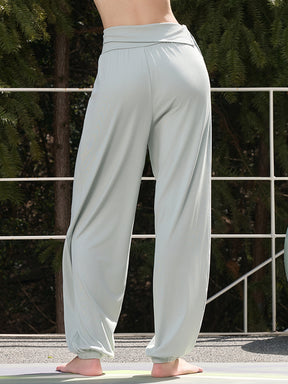 ハイウエスト ボタン付き ヨガ ハーレムパンツ