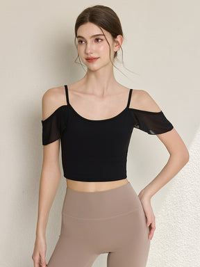 フリル オフショルダー パッド付き キャミソール