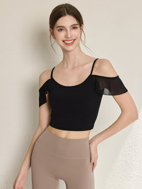 フリル オフショルダー パッド付き キャミソール