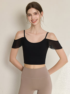 フリル オフショルダー パッド付き キャミソール