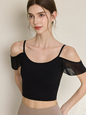 フリル オフショルダー パッド付き キャミソール