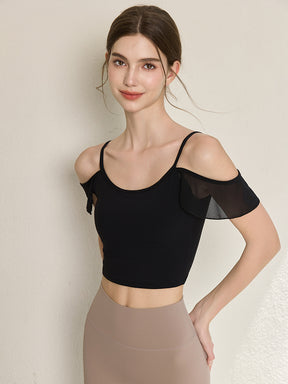 フリル オフショルダー パッド付き キャミソール