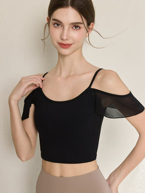 フリル オフショルダー パッド付き キャミソール