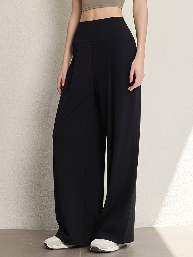 夏用 薄手 ハイウエスト ストレート ワイドパンツ