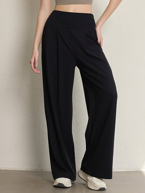 夏用 薄手 ハイウエスト ストレート ワイドパンツ