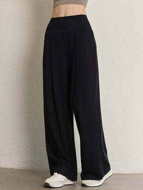 夏用 薄手 ハイウエスト ストレート ワイドパンツ