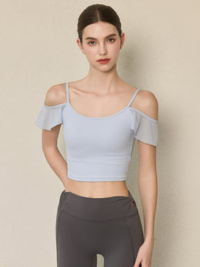 フリル オフショルダー パッド付き キャミソール