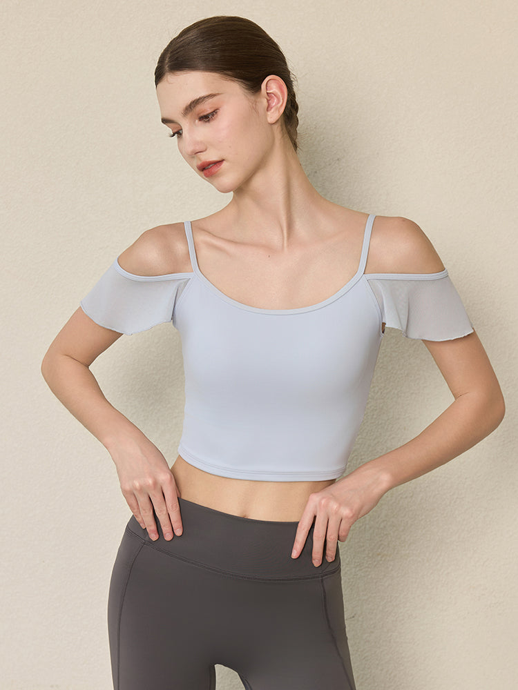 フリル オフショルダー パッド付き キャミソール