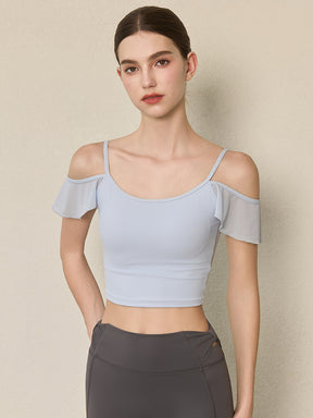 フリル オフショルダー パッド付き キャミソール