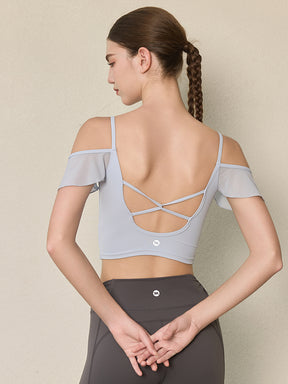 フリル オフショルダー パッド付き キャミソール