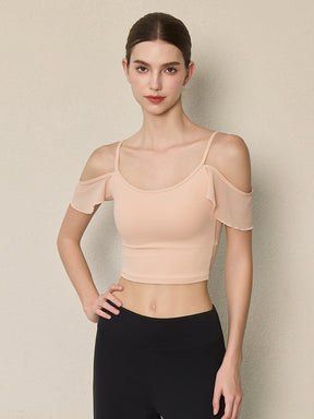 フリル オフショルダー パッド付き キャミソール