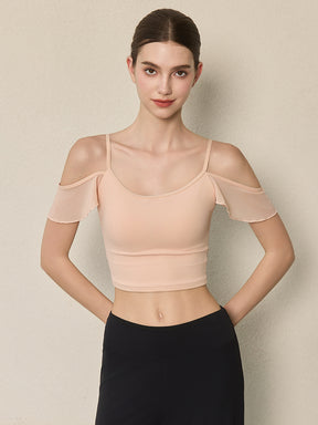 フリル オフショルダー パッド付き キャミソール