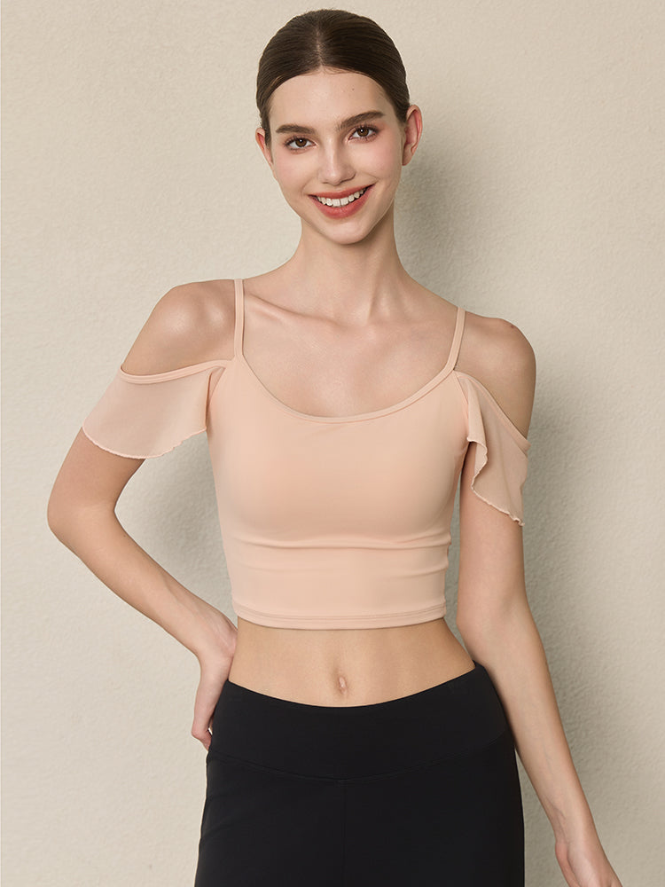 フリル オフショルダー パッド付き キャミソール