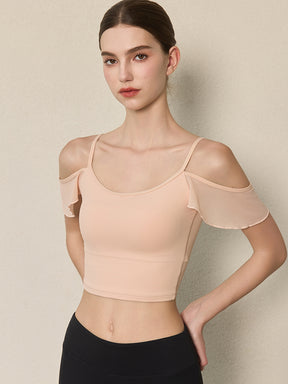 フリル オフショルダー パッド付き キャミソール