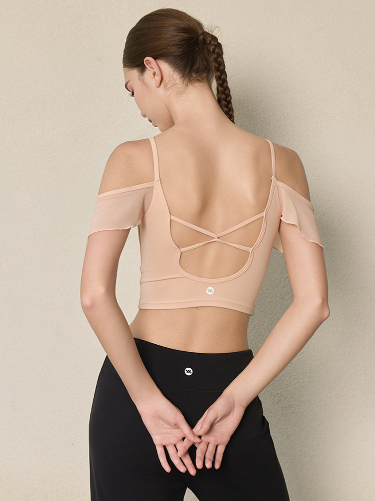 フリル オフショルダー パッド付き キャミソール