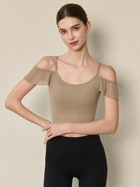 フリル オフショルダー パッド付き キャミソール