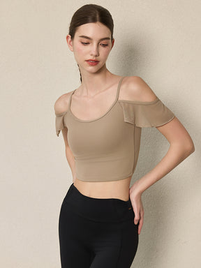 フリル オフショルダー パッド付き キャミソール