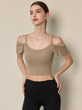 フリル オフショルダー パッド付き キャミソール