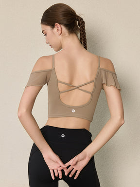 フリル オフショルダー パッド付き キャミソール