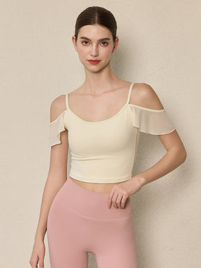 フリル オフショルダー パッド付き キャミソール