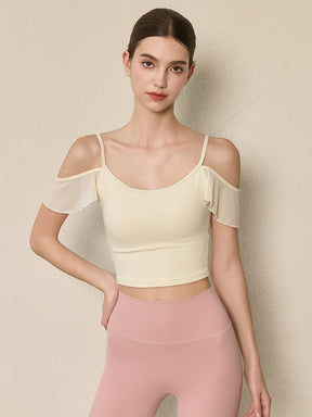 フリル オフショルダー パッド付き キャミソール