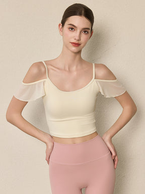 フリル オフショルダー パッド付き キャミソール