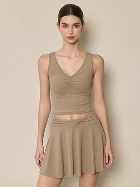 美背 Vネック 幅広ストラップ ヨガ タンクトップ