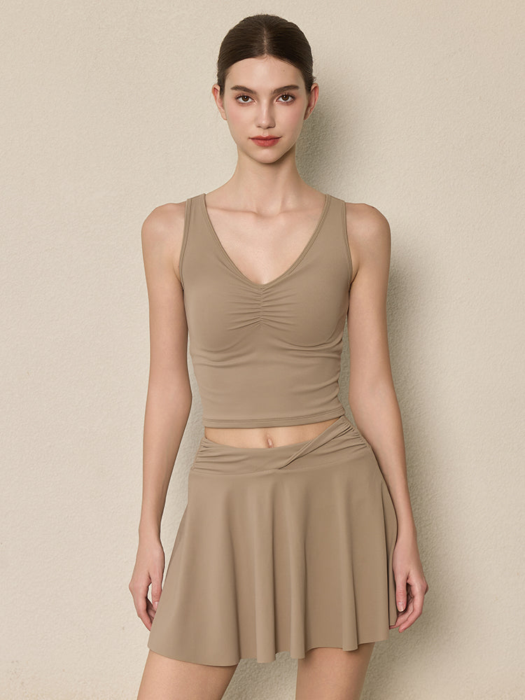 美背 Vネック 幅広ストラップ ヨガ タンクトップ