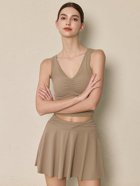 美背 Vネック 幅広ストラップ ヨガ タンクトップ