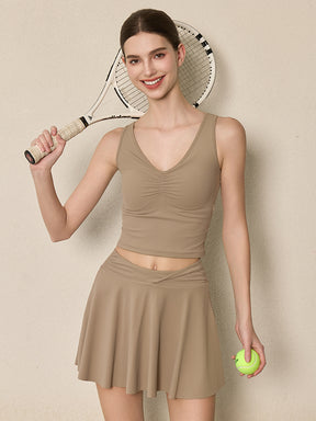 美背 Vネック 幅広ストラップ ヨガ タンクトップ