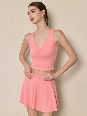 美背 Vネック 幅広ストラップ ヨガ タンクトップ