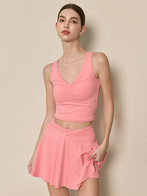 美背 Vネック 幅広ストラップ ヨガ タンクトップ