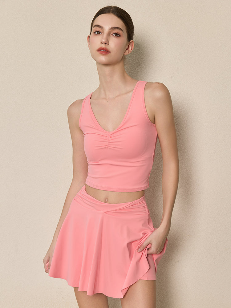 美背 Vネック 幅広ストラップ ヨガ タンクトップ