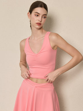 美背 Vネック 幅広ストラップ ヨガ タンクトップ