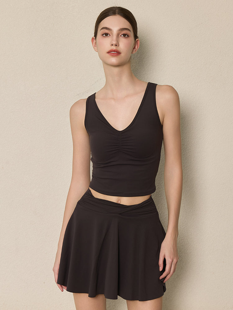 美背 Vネック 幅広ストラップ ヨガ タンクトップ