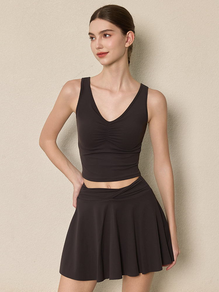 美背 Vネック 幅広ストラップ ヨガ タンクトップ