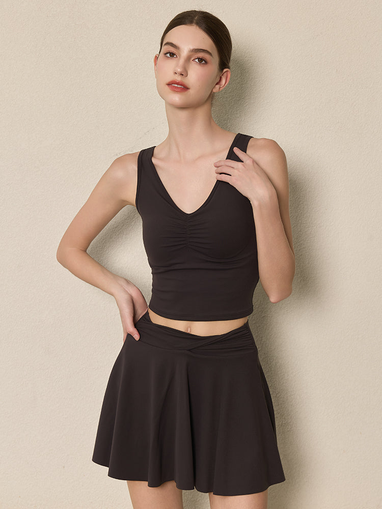 美背 Vネック 幅広ストラップ ヨガ タンクトップ