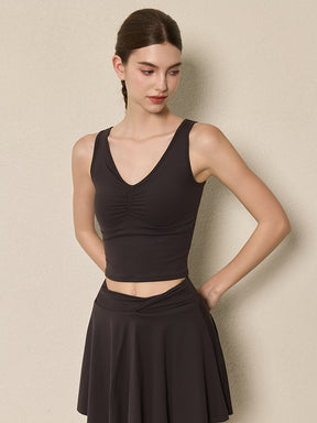 美背 Vネック 幅広ストラップ ヨガ タンクトップ