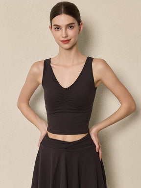 美背 Vネック 幅広ストラップ ヨガ タンクトップ