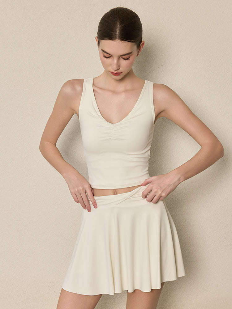 美背 Vネック 幅広ストラップ ヨガ タンクトップ