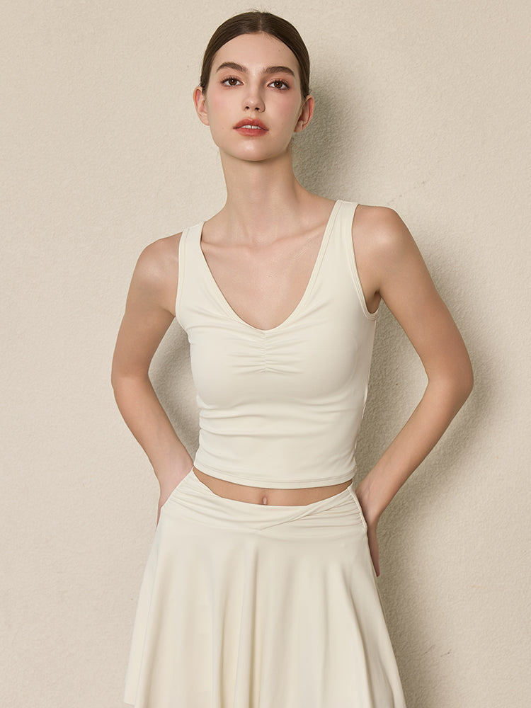 美背 Vネック 幅広ストラップ ヨガ タンクトップ